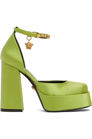 VERSACE 110mm Platform Satin & Viscose Pumps