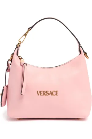 VERSACE Tag Leather Hobo Bag