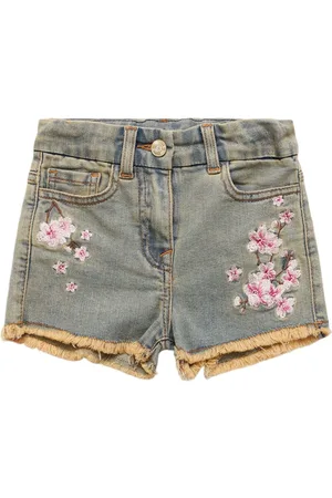 MONNALISA Embroidered Denim Shorts
