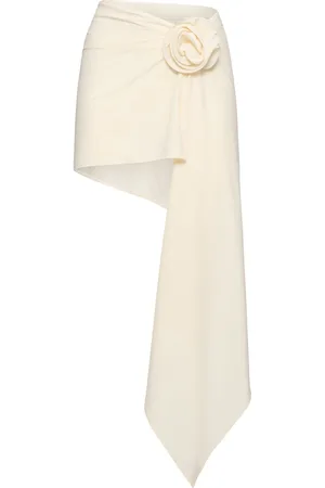 MAGDA BUTRYM Ruched Jersey Asymmetric Skirt W/ Rose