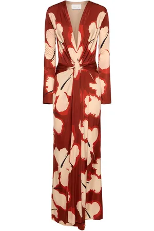 JOHANNA ORTIZ Coral Marino Shiny Jersey Midi Dress