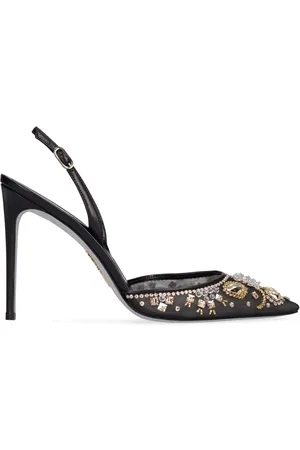 RENE CAOVILLA 105mm Lace & Crystal Slingbacks