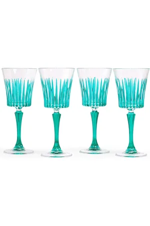 Les-Ottomans Set Of 4 Hand-painted Wine Glasses