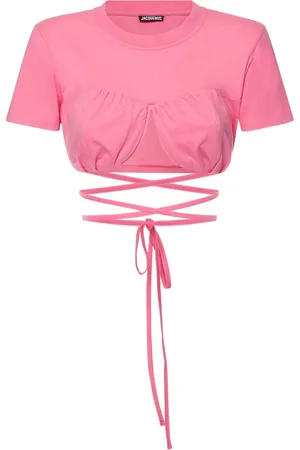 Jacquemus Le Tshirt Baci Cotton Self Tie Crop Top