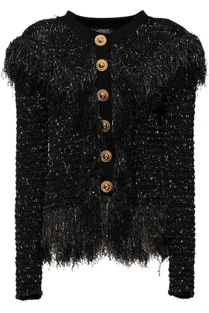 Balmain Glittered Fringed Tweed Jacket