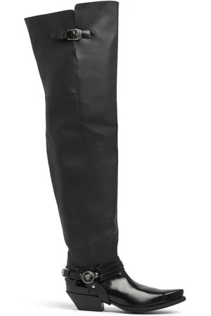 VERSACE 40mm Leather Western Over The Knee Boots