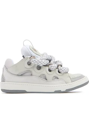 Lanvin 30mm Curb Leather & Mesh Sneakers