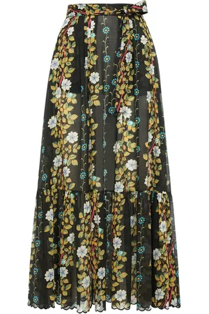Etro Printed Cotton High Rise Midi Skirt