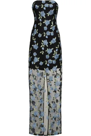 ROTATE Albertina Strapless Mesh Midi Dress