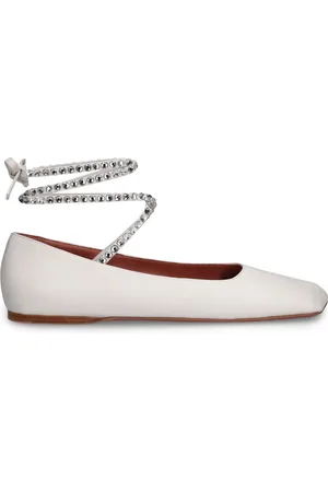 Amina Muaddi 10mm Ane Leather Flats