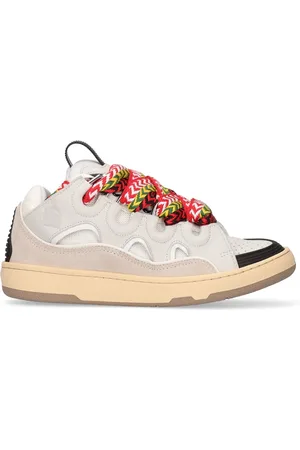 Lanvin 30mm Curb Leather & Mesh Sneakers