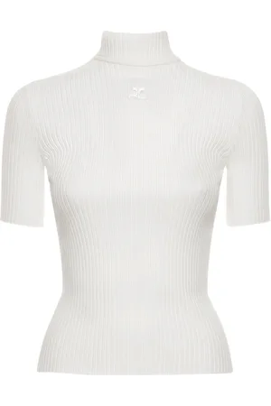 Courrèges Knit Viscose Blend Logo Top