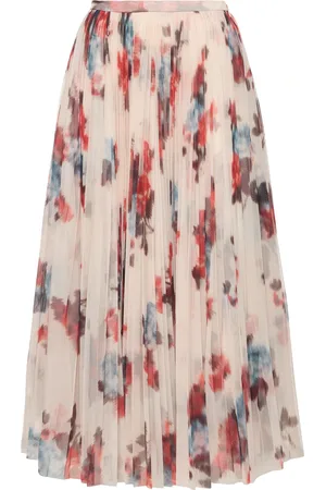 Serafini Pleated Tulle Midi Skirt