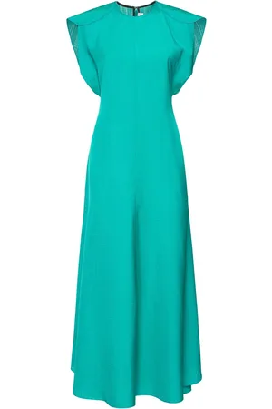 Victoria Beckham Folded Cap Sleeve Viscose Midi Dress