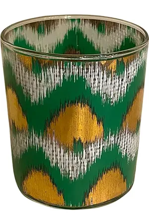 Les-Ottomans Set Of 4 Ikat Gold Glasses