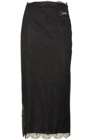 Dolce & Gabbana Chantilly Fil Coupé Lace Midi Skirt
