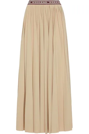 Max Mara Bleu Pleated Jersey Midi Skirt