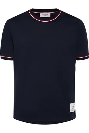 Thom Browne Cotton Crewneck T-shirt W/ribbed Trim