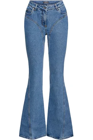 MUGLER Low Rise Denim Flared Jeans