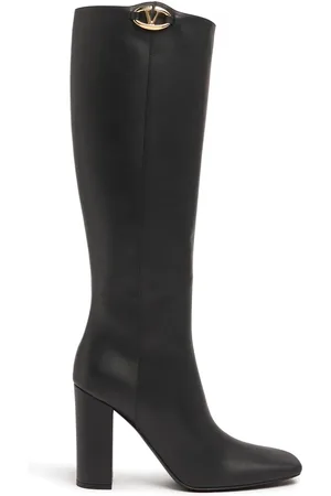 VALENTINO GARAVANI 100mm Vlogo Leather Tall Boots