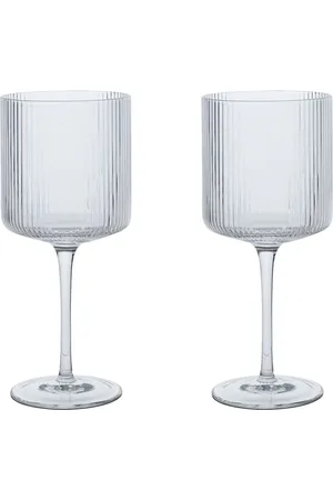 Ferm Living Set Of 2 Ripple Red Wine Glasses