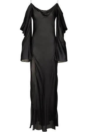 Roberto Cavalli Silk Satin Chiffon Off-shoulder Dress