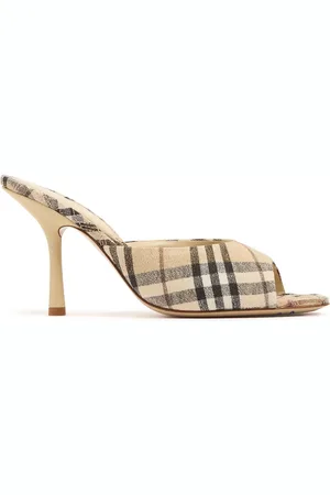 Burberry 90mm Lf Mews Check Textile Mules