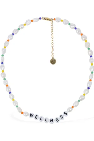 Sporty & Rich Wellness Faux Pearl & Bead Necklace