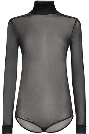 Maison Margiela Sheer Viscose Jersey T-neck Bodysuit