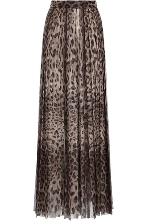 Dolce & Gabbana Leopard Print Wide Chiffon Pants