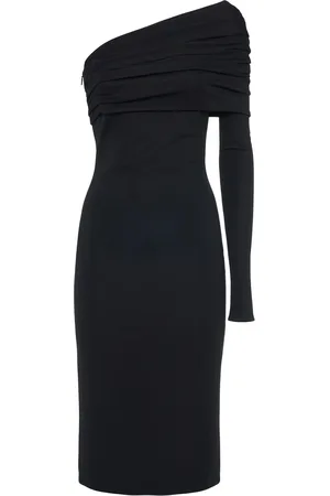 VERSACE One-sleeve Stretch Viscose Midi Dress