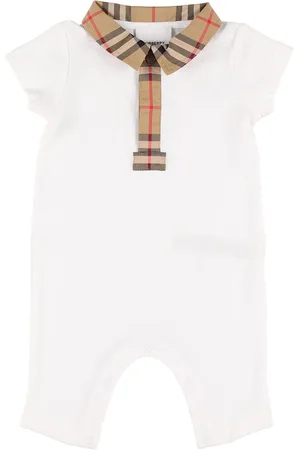 Burberry Cotton Polo Romper W/ Check Inserts