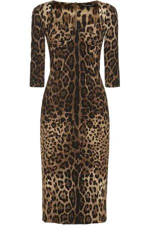 Dolce & Gabbana Leopard Print Corset Midi Dress
