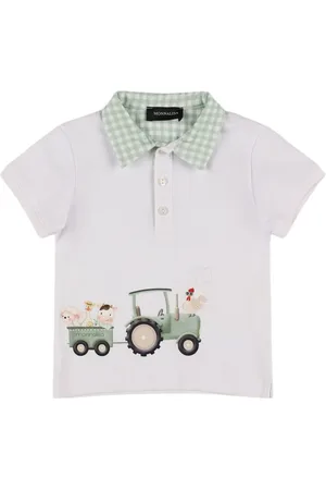 MONNALISA Printed Cotton Piquet Polo Shirt