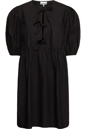 Ganni Tie String Cotton Poplin Mini Dress
