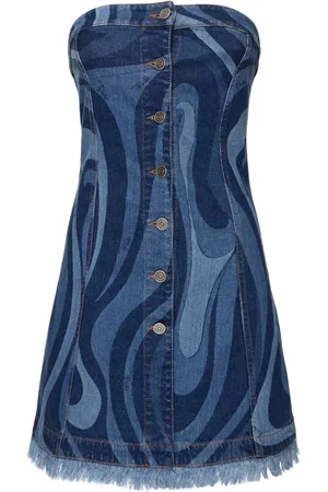 Puccini Marmo Print Stretch Denim Mini Dress
