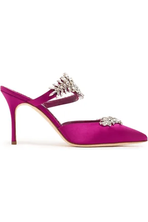 Manolo Blahnik 90mm Lurum Satin Mules