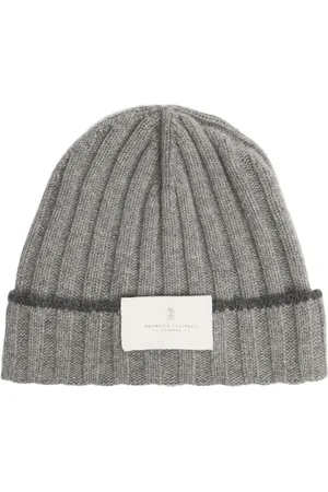 Brunello Cucinelli Cashmere Ribbed Knit Beanie Hat