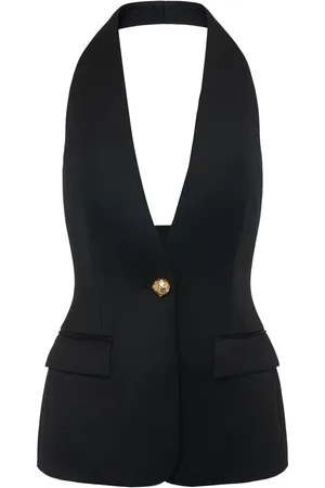 GIUSEPPE DI MORABITO Halter Neck Tailored Wool Long Vest