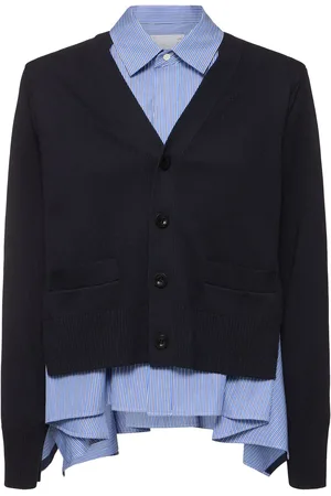 SACAI Cotton Blend Poplin & Knit Cardigan