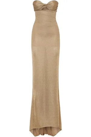 GIUSEPPE DI MORABITO Metalized Jersey Strapless Gown