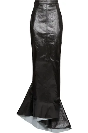 Rick Owens Dirt Pillar Coated Stretch Denim Skirt