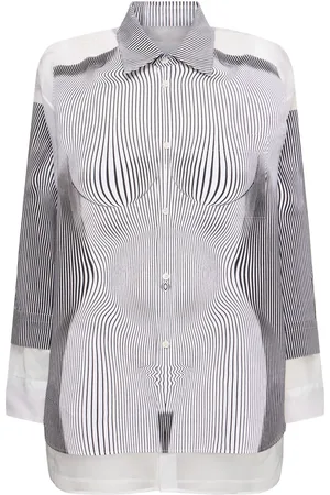 Jean Paul Gaultier Body Morphing Pinstripe Silk Shirt
