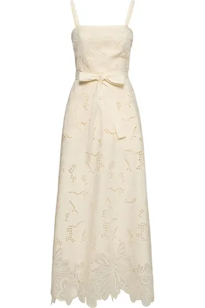 Elie saab Embroidered Cotton Blend Long Dress