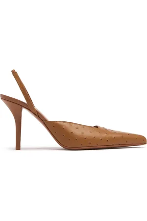 Gia Borghini 85mm Octavie Ostrich Print Leather Heels