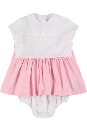Balmain Logo Cotton Jersey Dress & Diaper Cover