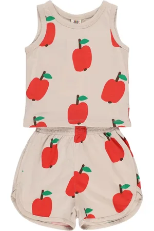 Jelly Mallow Apple Print Cotton Tank Top & Shorts