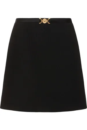VERSACE Double Wool Crepe Midi Skirt