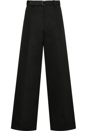 SACAI Double-faced Silk & Cotton Wide Pants
