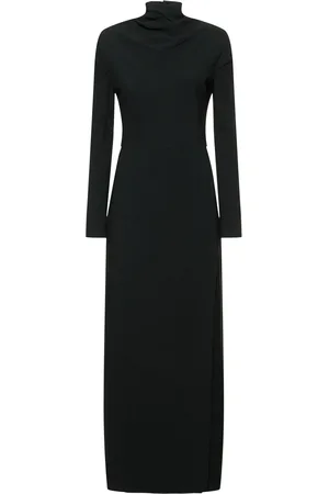 VERSACE Draped Viscose Blend Cady Long Dress